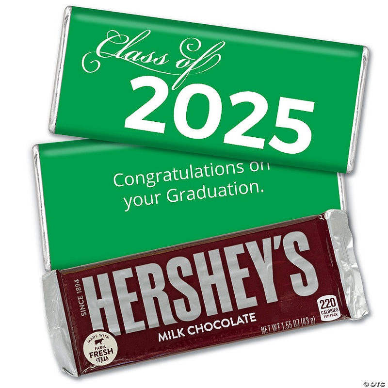 12ct Green Graduation Candy Party Favors Class of 2025 Hershey’s Chocolate Bars by Just Candy