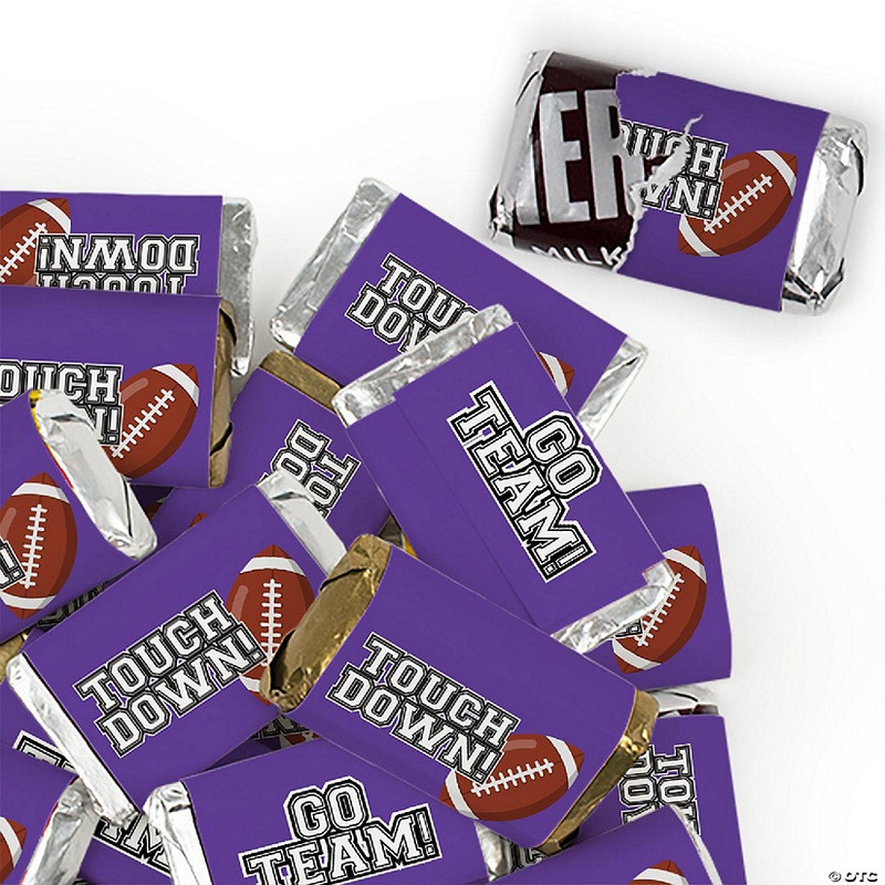 34 Pcs Purple Football Party Candy Favors Hershey’s Miniatures Chocolate – Touchdown