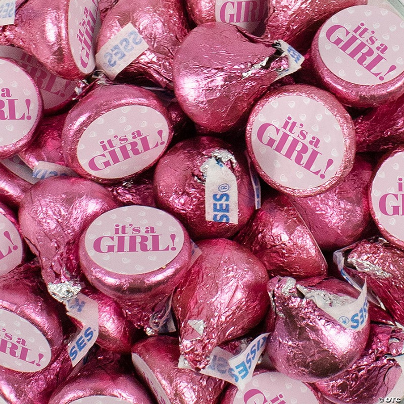 90 Pcs Pink It’s a Girl Baby Shower Candy Party Favors Milk Chocolate Hershey’s Kisses with Stickers
