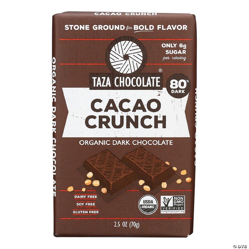 Taza Chocolate Stone Ground Organic Dark Chocolate Bar – Cacao Crunch – Case of 10 – 2.5 oz.