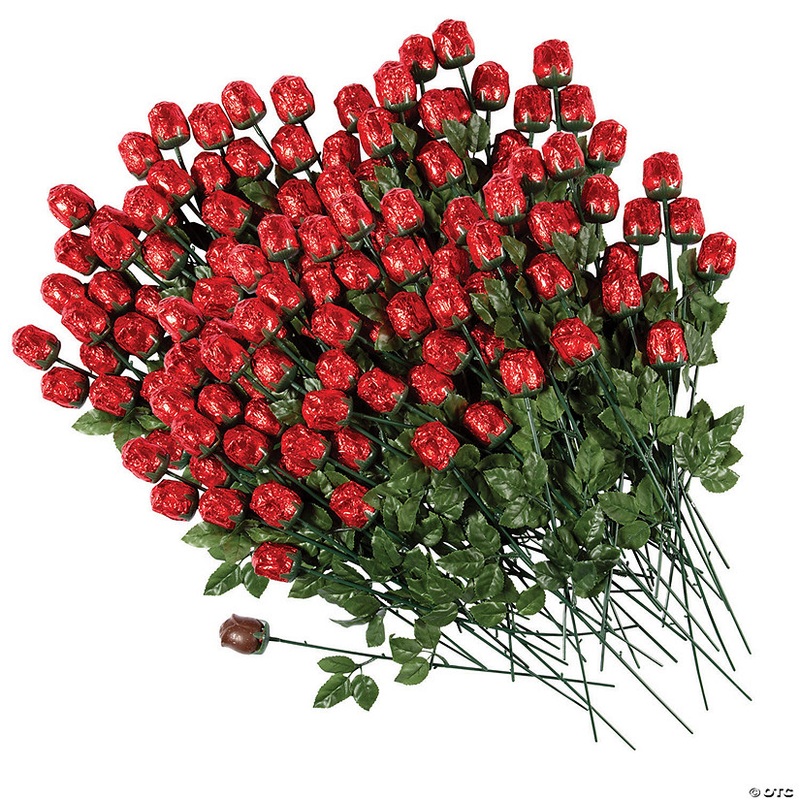 10 lbs. 15 oz. Bulk 300 Pc. Red Foil-Wrapped Chocolate Roses