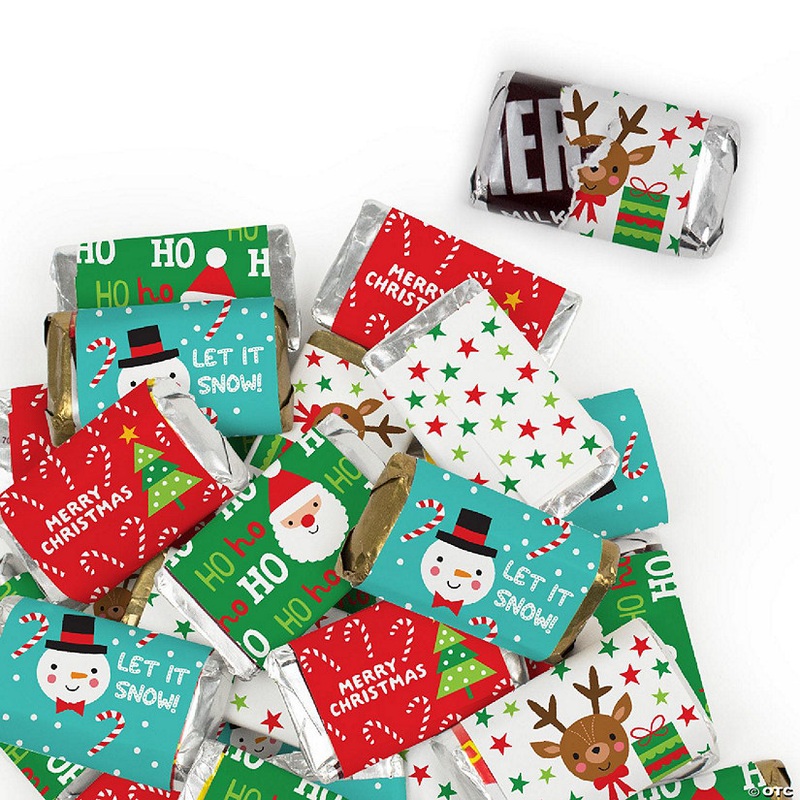 68 Pcs Christmas Candy Party Favors Hershey’s Miniatures Chocolate – Santa, Reindeer & Snowman