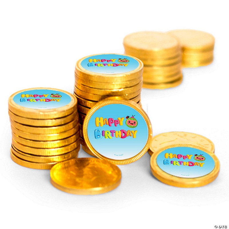 84 Pcs Cooky Melon Kid’s Birthday Candy Party Favors Chocolate Coins with Gold Foil