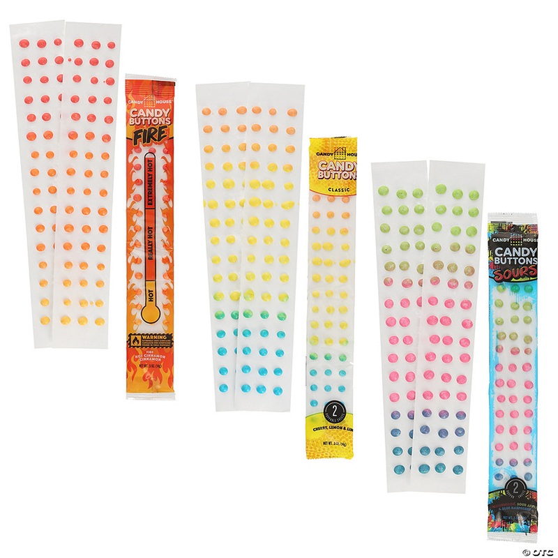 Candy Buttons Classic, Cinnamon & Sour Candy Strips Assortment – 72 Pc.