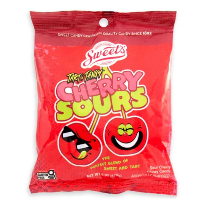 Chewy Sour Balls – Cherry Peg Bag: 8-Piece Case