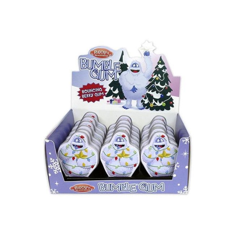 Christmas Rudolph and Abominable Snowman Bubble Gum 1.2 oz. Tin