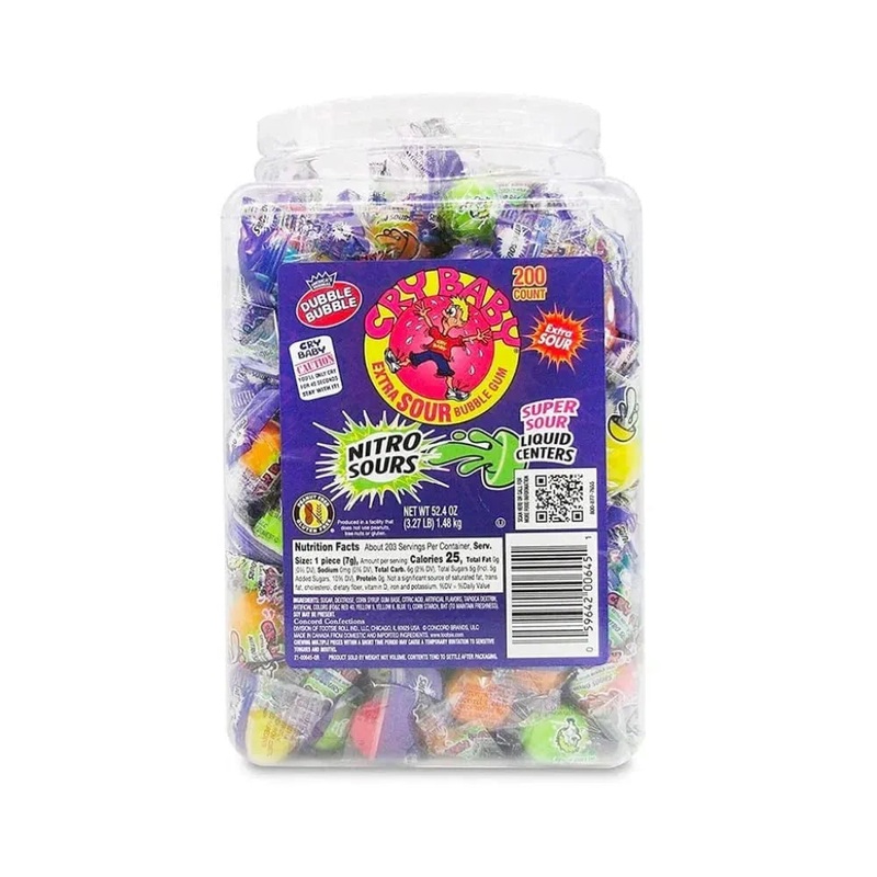 Cry Baby Nitro Sour Gum: 200-Piece Tub