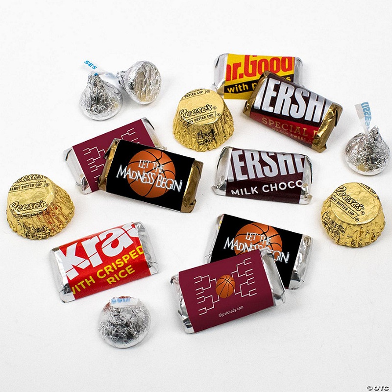 115 Pcs Basketball Party Candy Favors Chocolate Mix Let the Madness Begin (1.68 lbs, Approx. 115 Pcs) – Maroon