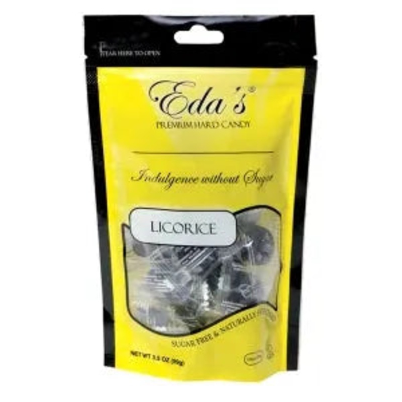Eda’s Sugar Free Hard Candy Drops – Black Licorice Peg Bags: 12-Piece Case