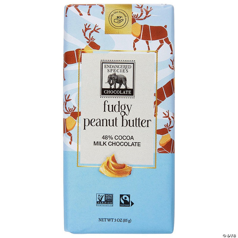 Endangered Species Chocolate – Chocolate Bar Milk Peanut Butter Fudge Carbs 3 oz (Pack of 12)