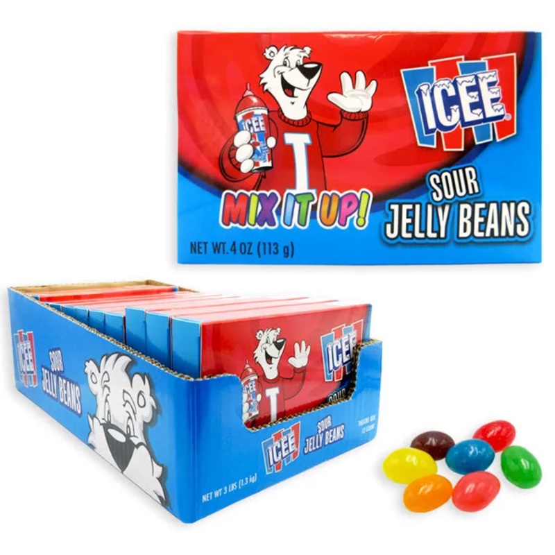 ICEE Sour Jelly Beans Candy 4-Ounce Packs: 12-Piece Case
