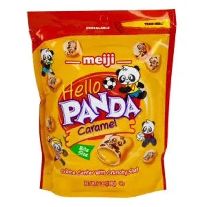 Meiji Hello Panda Caramel Creme Filled Cookies Pouches: 6-Piece Case