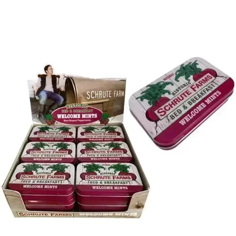 The Office Schrute Farms Tins With Beet Shaped Mints: 18-Piece box