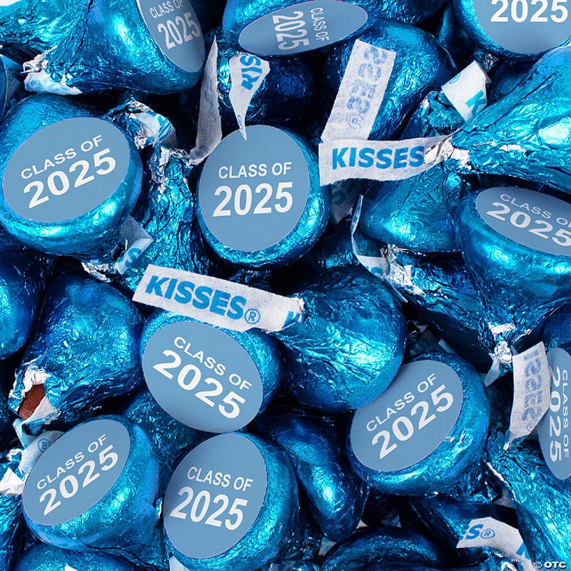 85ct Light Blue Graduation Stickered Chocolate Kisses by Just Candy