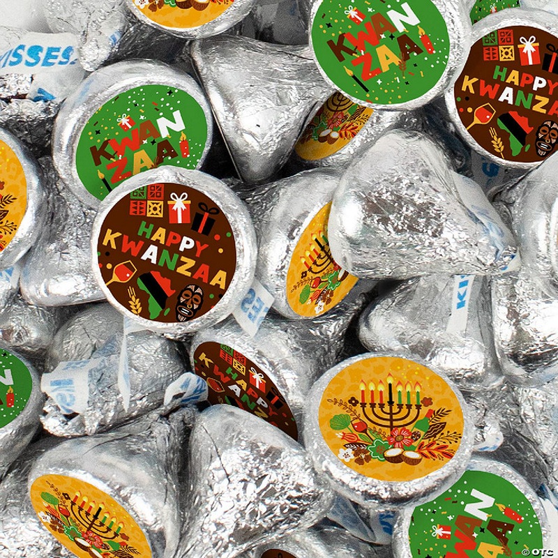 90 Pcs Kwanzaa Candy Chocolate Hershey’s Kisses Bulk (1lb) Happy Kwanzaa