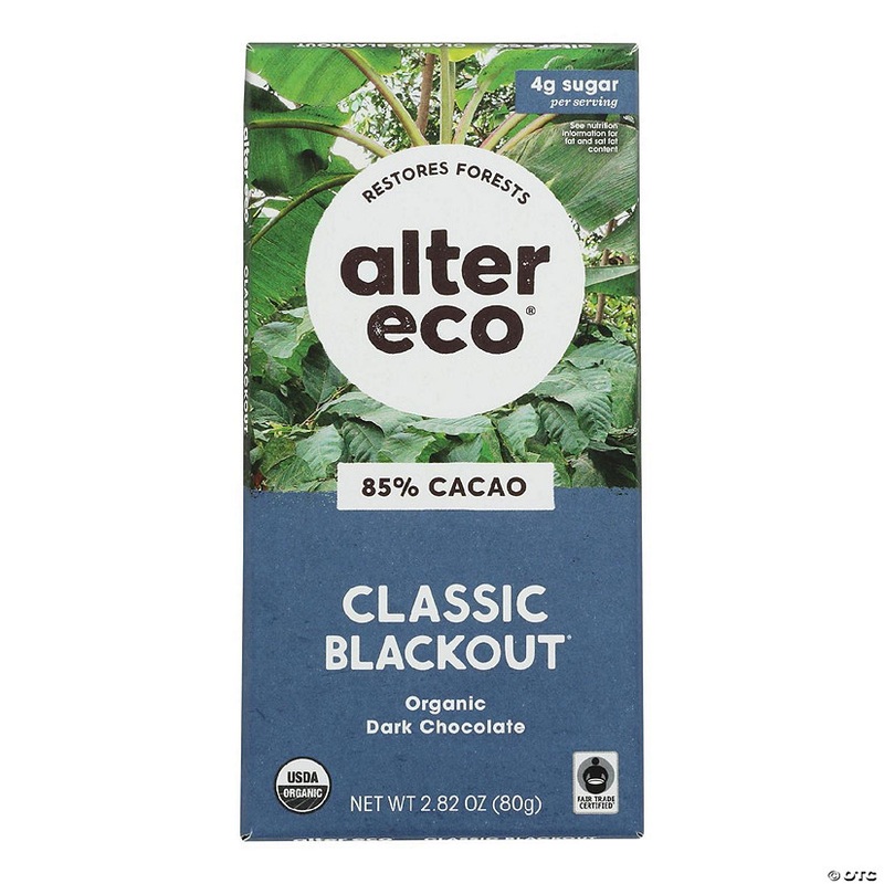 Alter Eco Americas Organic Chocolate Bar – Dark Blackout – 2.82 oz Bars – Case of 12