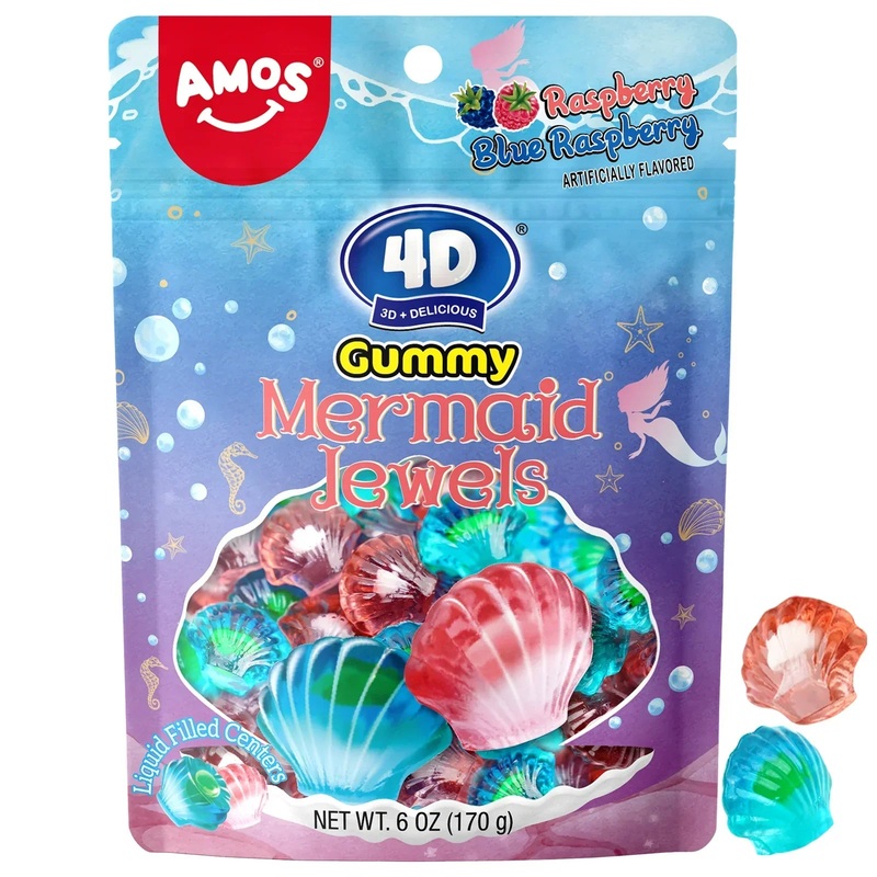 Amos 4D Gummy Mermaid Jewels Peg Bag: 12-Piece Case