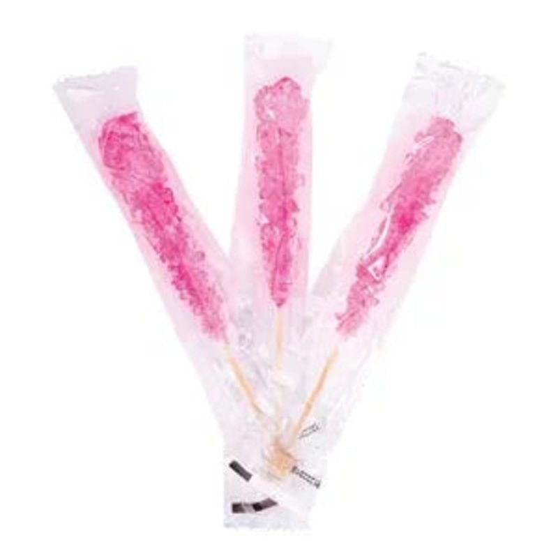 Rock Candy Crystal Sticks – Light Pink – Wrapped: 100-Piece Case