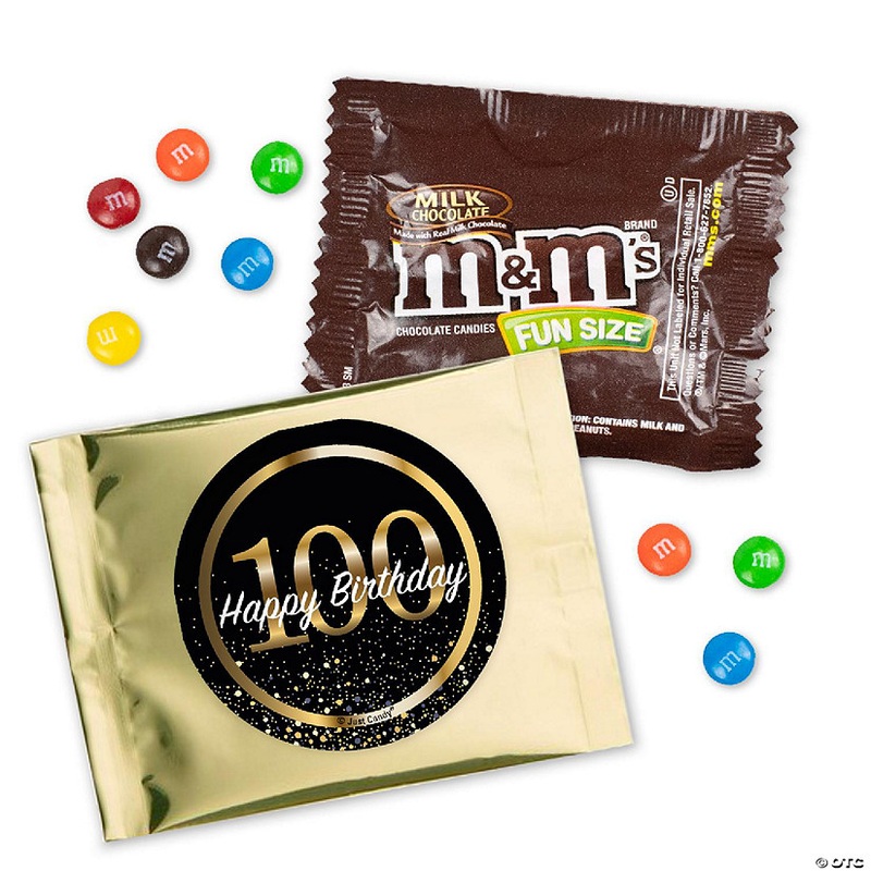12 Pcs 100th Birthday Candy M&M’s Party Favor Packs – Milk Chocolate