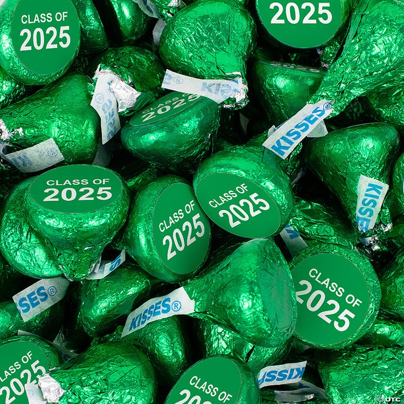 170 Pcs Green Graduation Candy Hershey’s Kisses Milk Chocolate Class of 2025 (1.7lb, Approx. 170 Pcs)  – By Just Candy