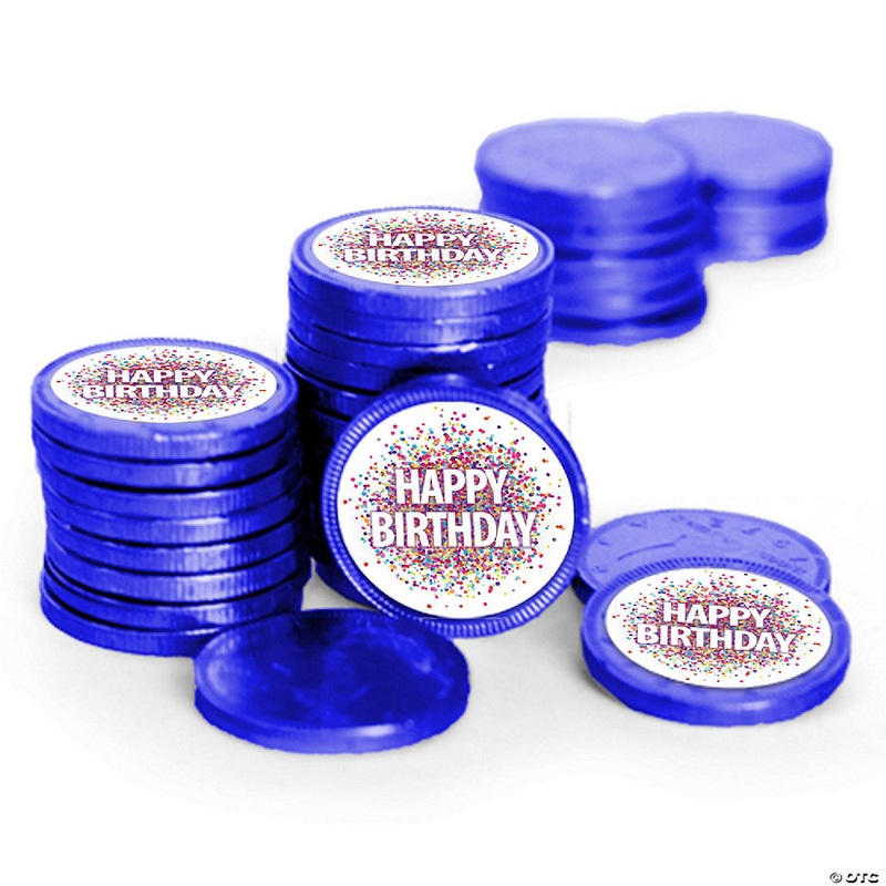 84 Pcs Birthday Candy Party Favors Chocolate Coins By Just Candy – Dark Blue