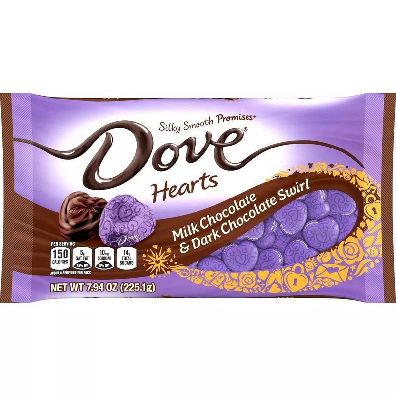 Dove Valentine’s Milk and Dark Chocolate Swirl Hearts: 30-Piece Bag