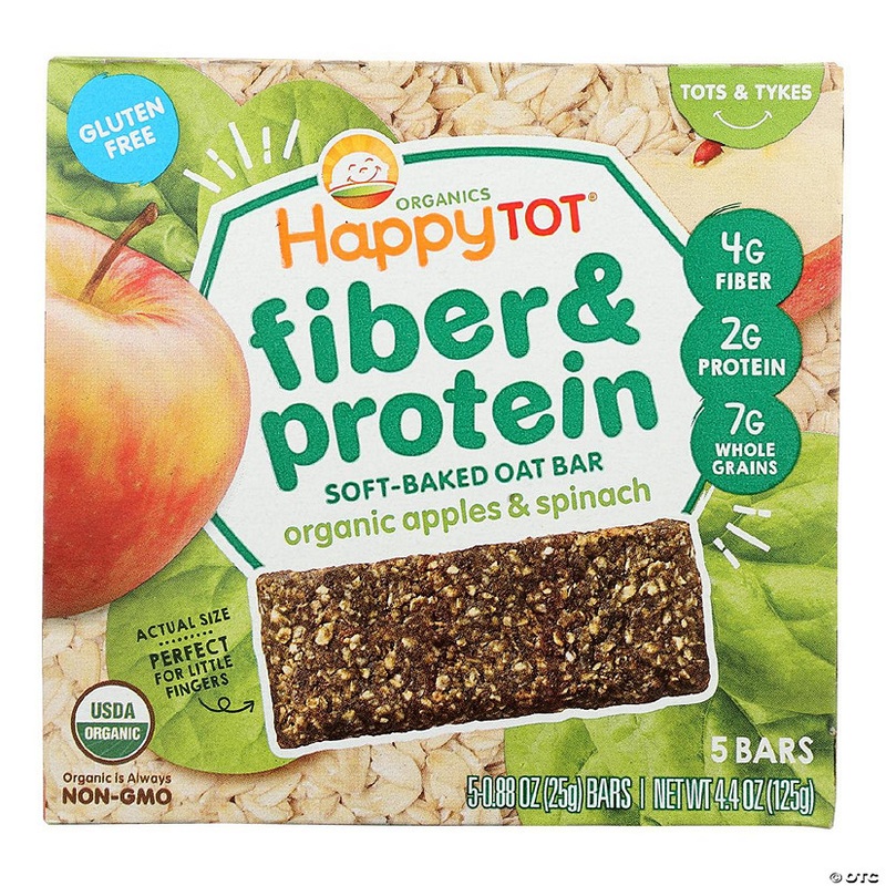 Happy Tot Soft Baked Oat Bar Organic Apples & Spinach  – Case of 6 – 5/.88OZ