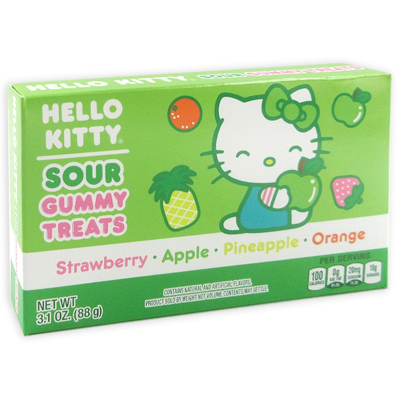 Hello Kitty Sour Gummy Treats Candy Theater Size Packs: 12-Piece Box