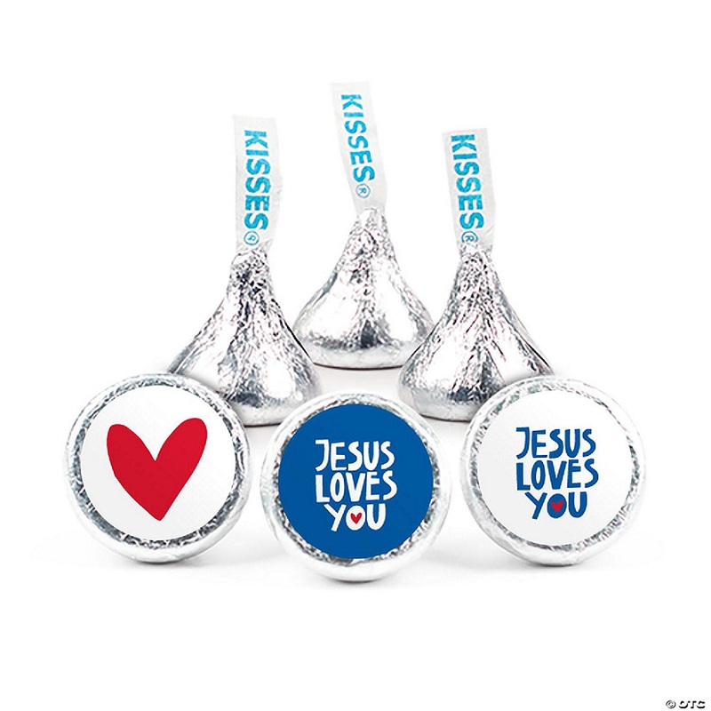 Just Candy 90 Pcs Vacation Bible School Religious Candy Party Favors Hershey’s Kisses Church Chocolate (1lb, Approx. 90 Pcs)