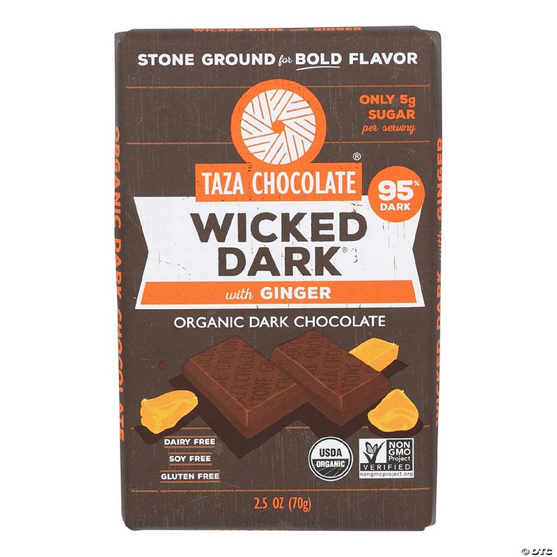Taza Chocolate – Bar Wckd Dark Ginger 95% – Case of 10 – 2.5 OZ
