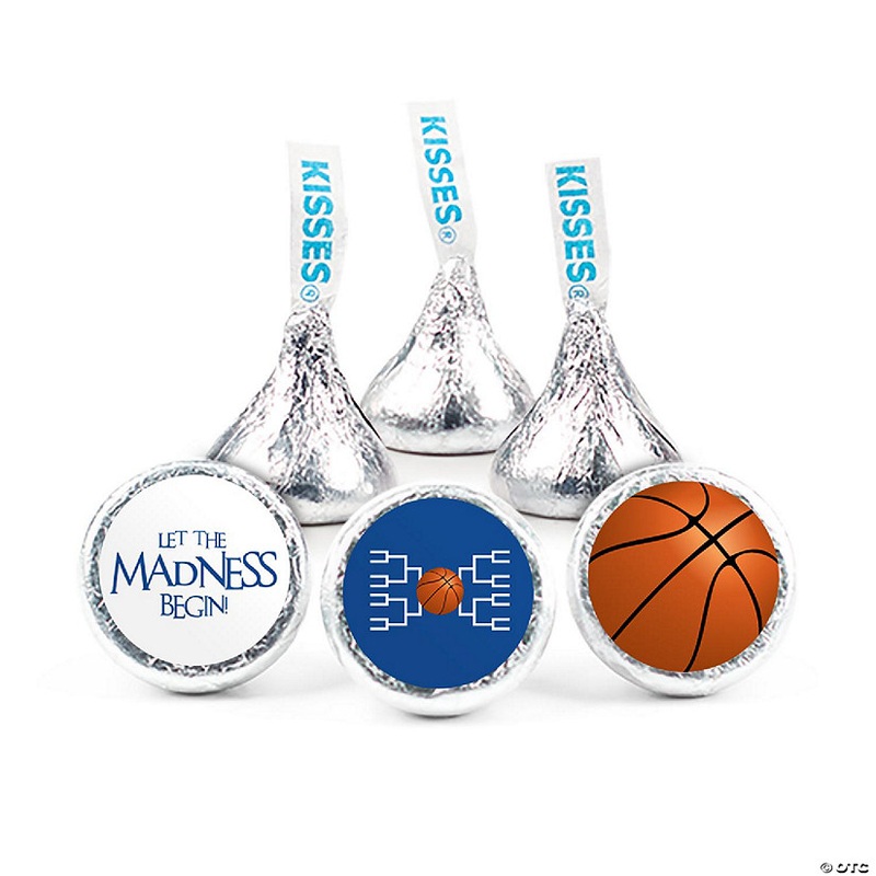 324ct Basketball Party Stickers for Kisses Candy Let the Madness Begin – Blue