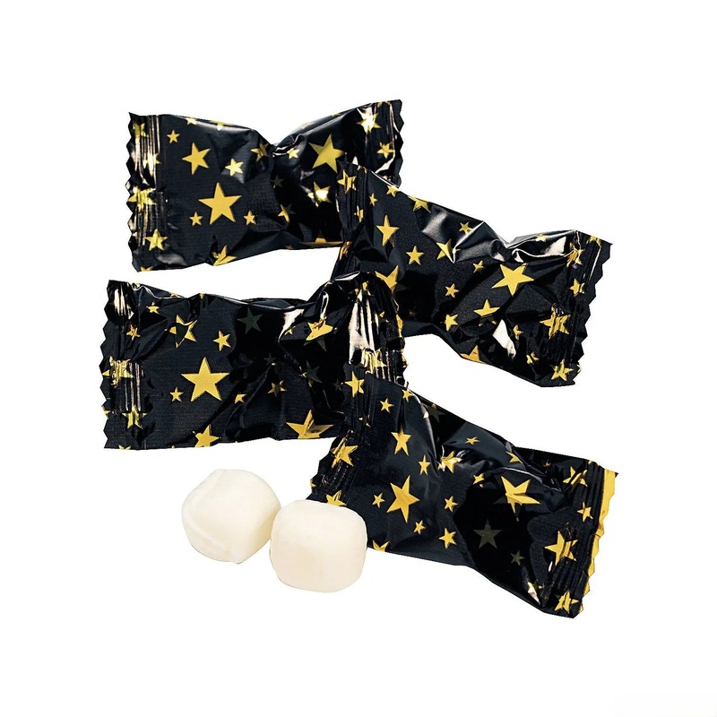Gold Stars & Black Wrapped Butter Mint Creams: 108-Piece Bag