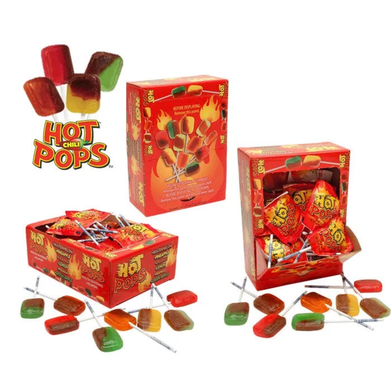 Hot Pops Spicy Chili Lollipops: 24-Piece Box