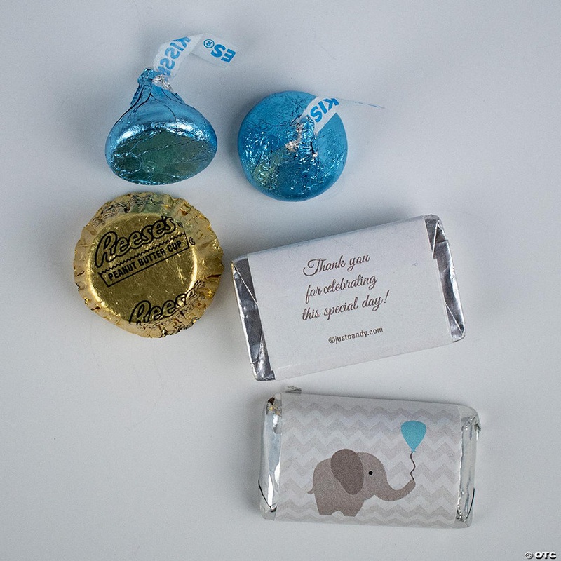 Just Candy 1.58 lbs Blue Boy Baby Shower Candy Party Favors Hershey’s Chocolate Kit (approx. 128 Pcs) – Elephant