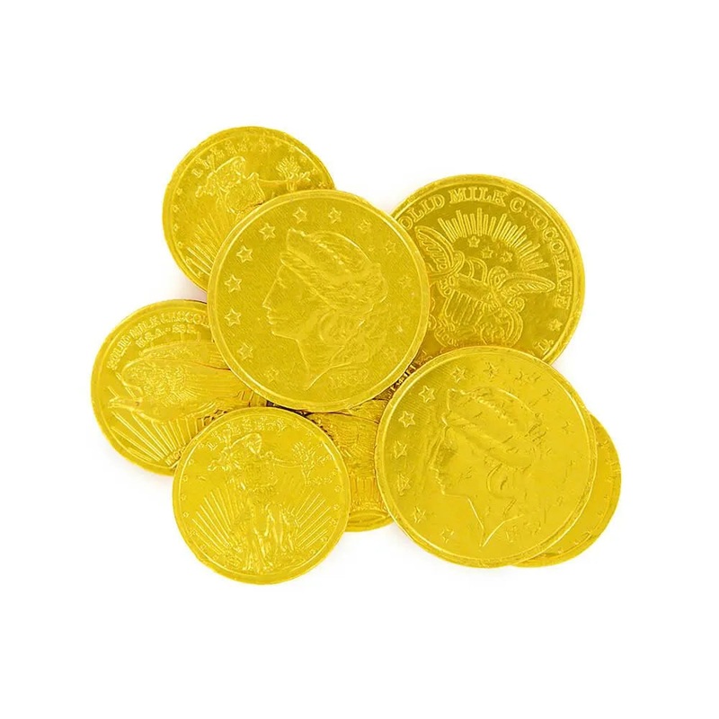 Madelaine Gold Foiled Milk Chocolate Coins – Assorted: 10LB Case