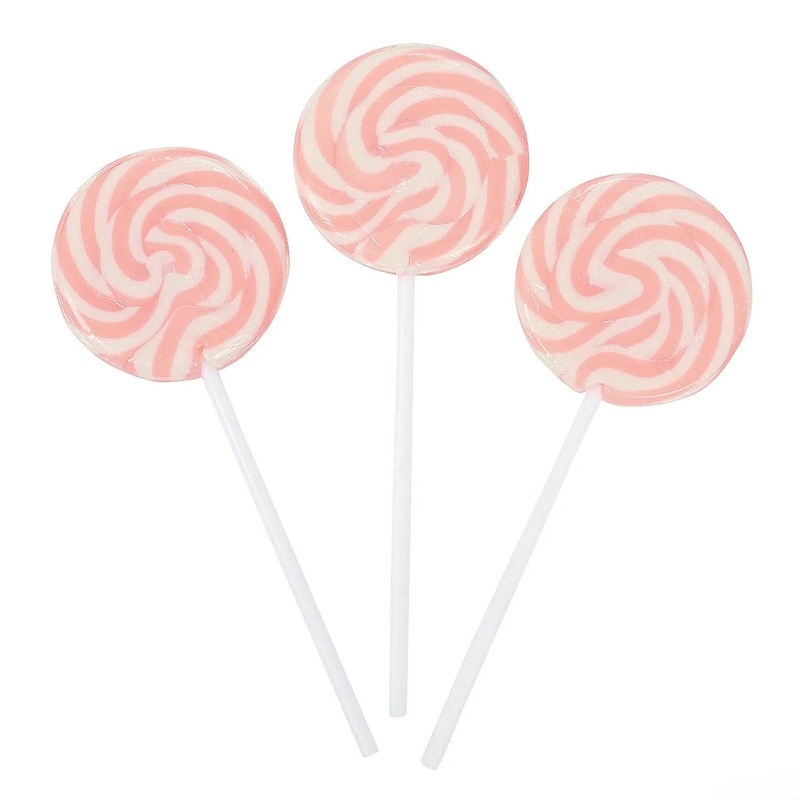 Pink Petite Swirl Lollipops – Strawberry: 24-Piece Bag