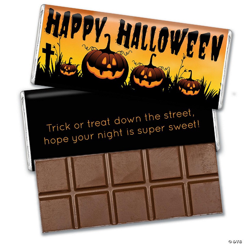 12 Pcs Halloween Candy Party Favors in Bulk Belgian Chocolate Bars – Pumpkins