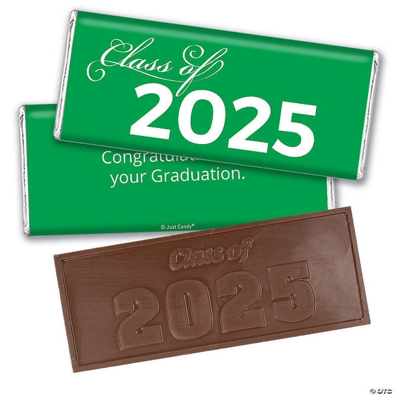 12ct Green Graduation Candy Party Favors Class of 2025 Wrapped Chocolate Bars by Just Candy