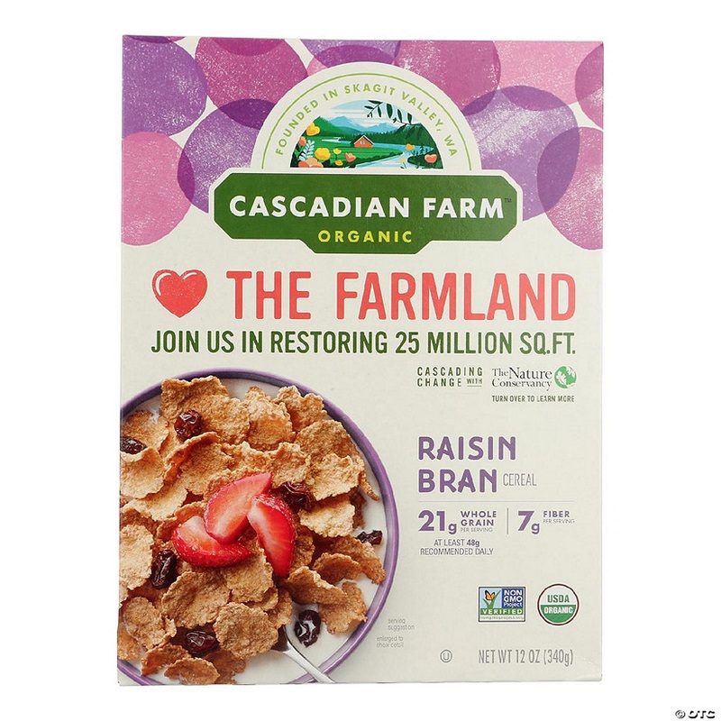 Cascadian Farm Organic Cereal – Raisin Bran – Case of 10 – 12 oz