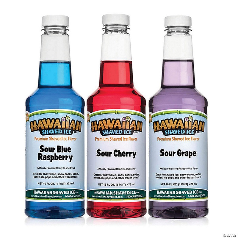 Hawaiian Shaved Ice Sour Syrup 3 Pack, Pints, Sour Cherry, Sour Grape,Sour Blue Raspberry