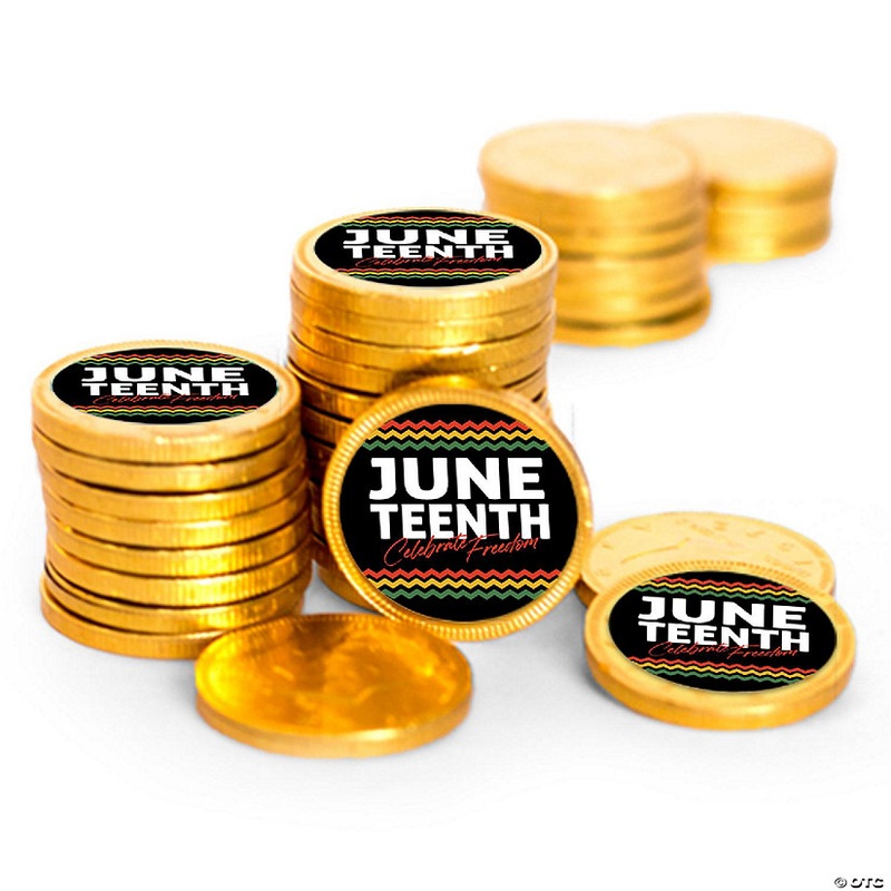Just Candy June Teenth Candy Chocolate Party Favors (84 Count) – Gold Foil
