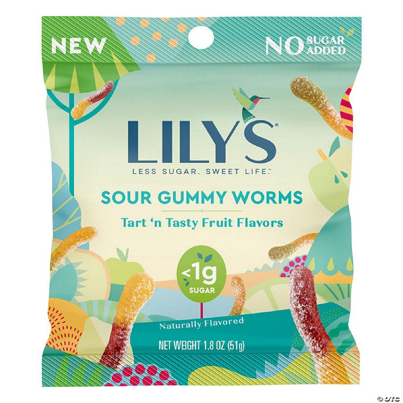 Lilys Sweets Gummy Worms Sour Fruit 1.8 Oz (Pack Of 12)