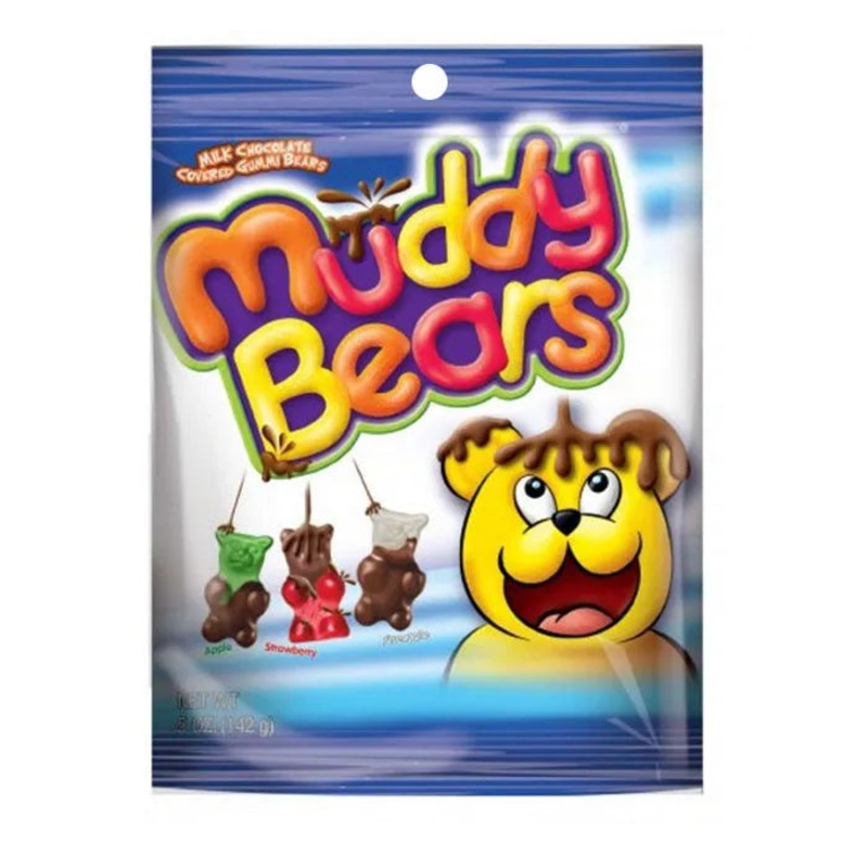 Muddy Bears Chocolate Covered Gummy Bears Candy: 12-Piece Case