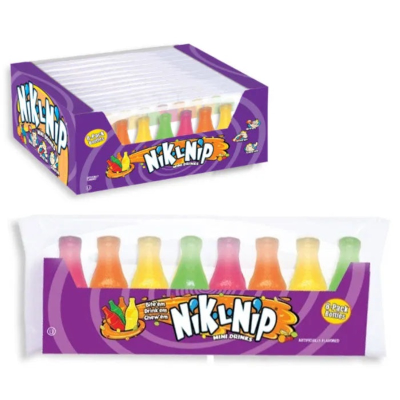 Nik-L-Nip Wax Bottles Candy 8-Packs: 12-Piece Box