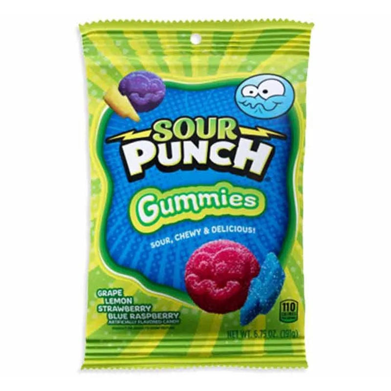 Sour Punch Assorted Gummies Peg Bag: 12-Piece Case