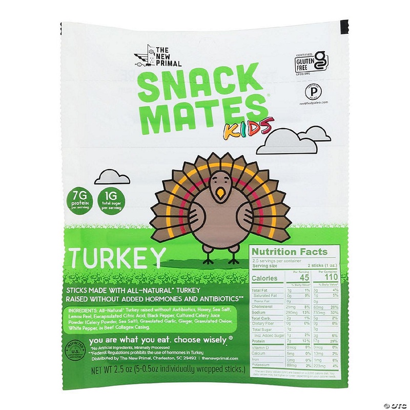 The New Primal Snack Mates Turkey Sticks  – Case of 8 – 2.5 OZ