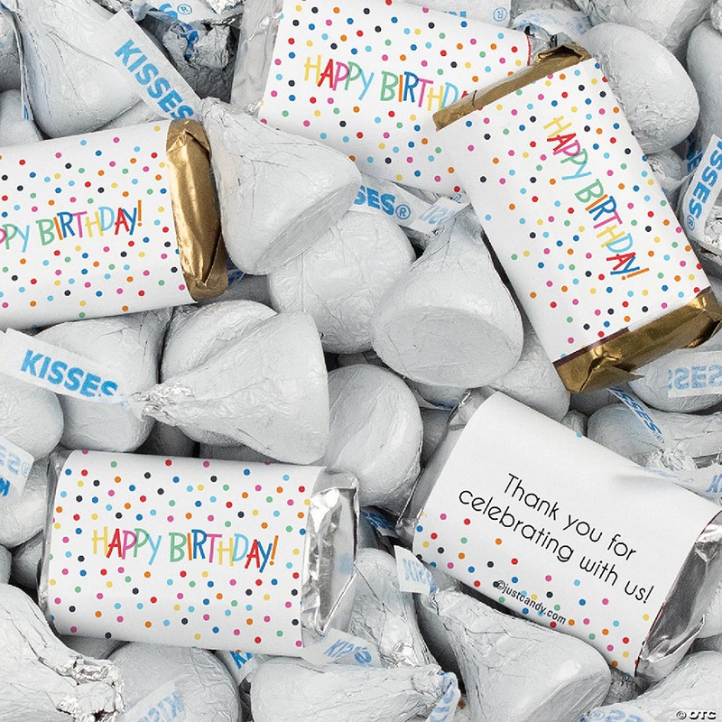 128 Pcs Birthday Candy Party Favors Hershey’s Miniatures & White Kisses (1.58 lbs) – Dots