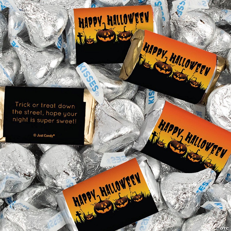 128 Pcs Halloween Candy Party Favors Hershey’s Miniatures & Kisses – Pumpkins