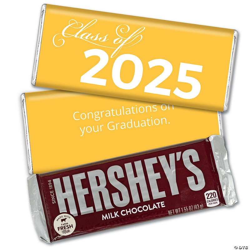 36ct Yellow Graduation Candy Party Favors Class of 2025 Hershey’s Chocolate Bars by Just Candy