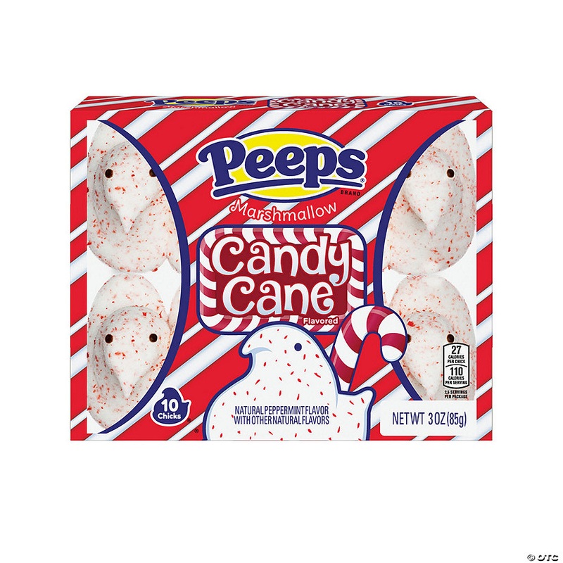 6 1/2″ x 5 1/4″ Peeps Candy Cane Marshmallow Chicks – 6 Pc.